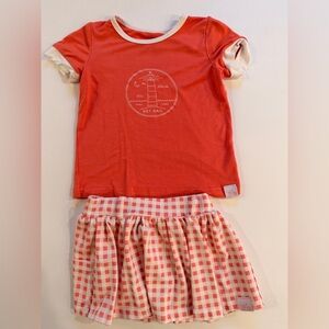 SweetHoney Coral Set Sail Tee with Gingham Skirt, 18m